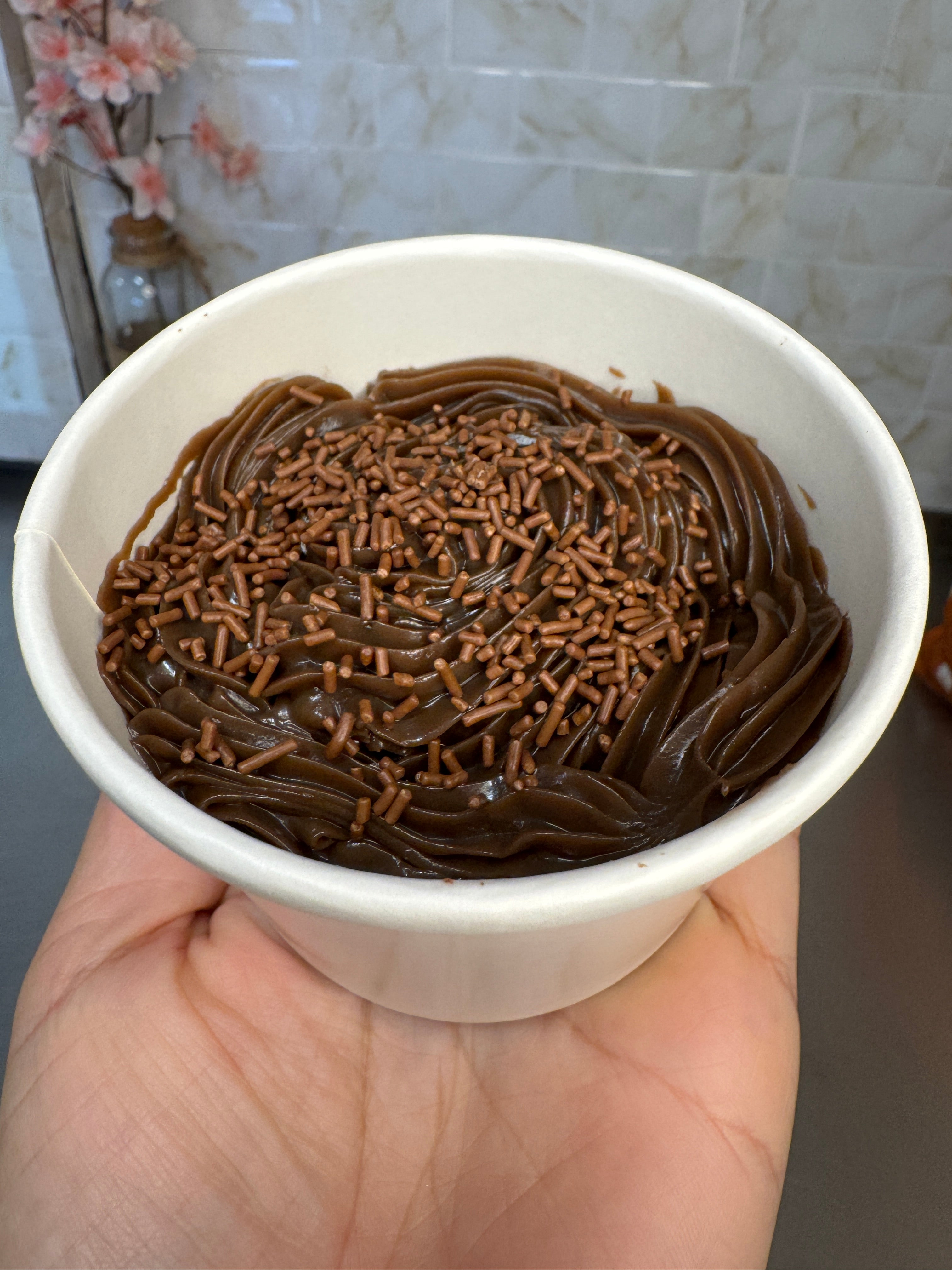 Brownie no pote belga